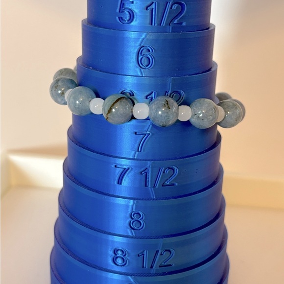 New Elegant Blue Lace Quartz Beaded Stretch Bracelet size 7.25” unstretched - Picture 3 of 3